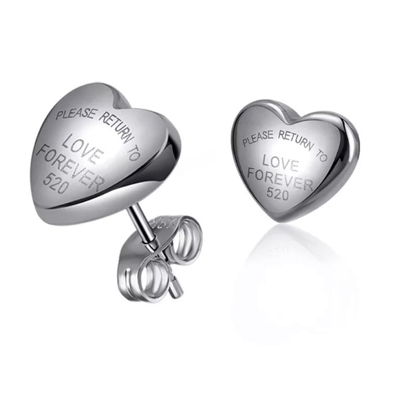 Tiffany style pusset heart earrings